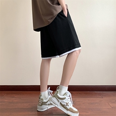 夏季短裤男宽松假两件纯色港风百搭五分裤运动短裤CK2410-P29控48，男装牛仔裤，星座717