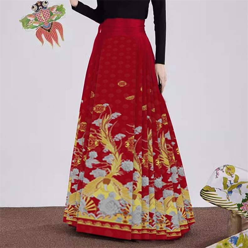 5767马面裙敬酒服2025新款新中式改良半身裙新娘结婚日常汉服穿搭，女装汉服/婚纱/旗袍/礼服，灵动羽绒服工厂