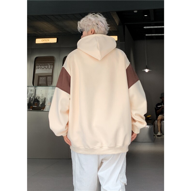 B225-A6488-P65-X89-拼接印花连帽卫衣-320g复合牛奶丝--现货,男装卫衣,电商B225