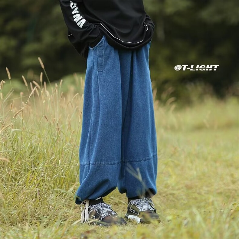 美式嘻哈潮流宽松洗水牛仔裤男女日系复古阔腿裤ins秋冬NK533-p45,男装牛仔裤,星座1008