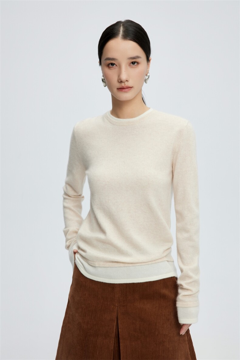 圆领套头毛衣女针织秋冬休闲修身保暖图片