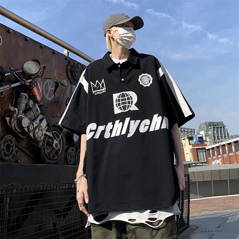 直播品质2023夏季大码短袖polo衫男休闲印花T恤XT77057-P45图片