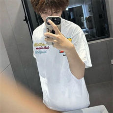 万针全刺绣工艺抖音得物高品质260克重磅纯棉双纱美式高街短袖T恤，男装T恤，电商A486