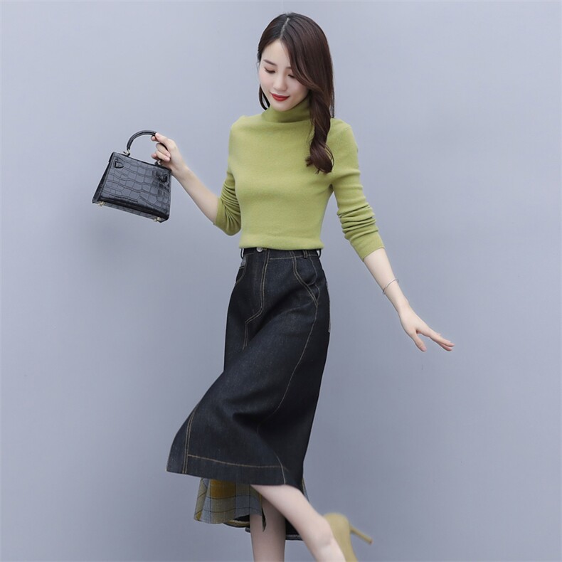 2021春秋季新款韩版时尚不规则中长款半身裙,女装半身裙,秋水欣儿