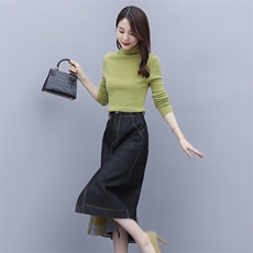 2021春秋季新款韩版时尚不规则中长款半身裙，女装半身裙，秋水欣儿
