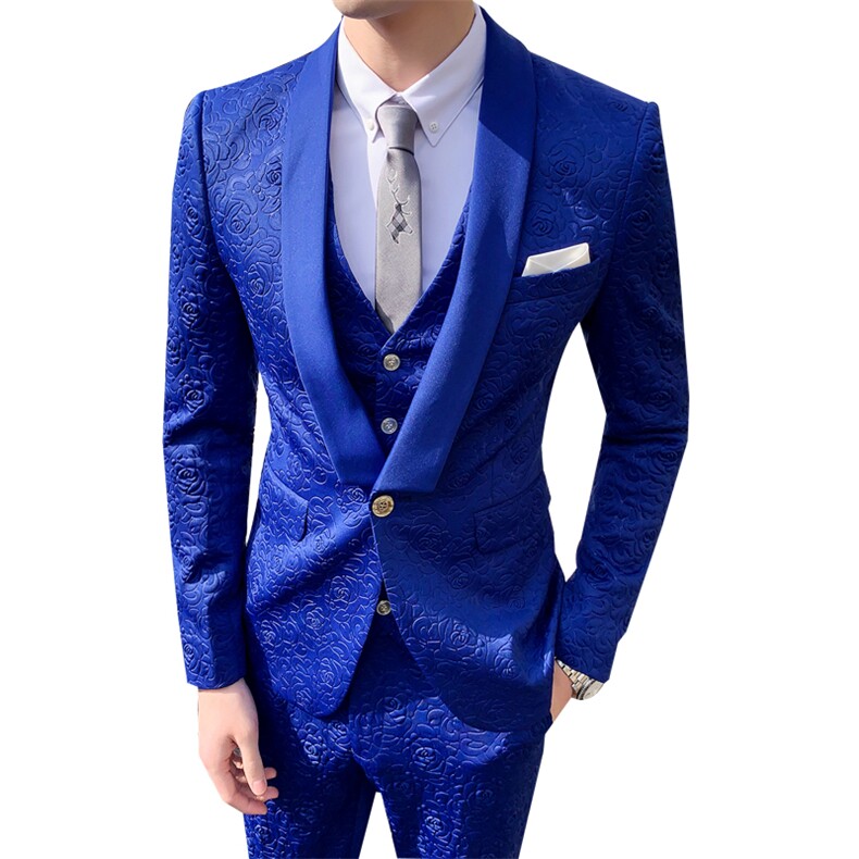 新郎结婚礼服西服套装玫瑰压花西装三件套A470-TZ08,男装西服套装,电商A207