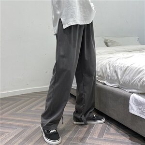 西装裤男九分宽松垂坠感港风直筒阔腿拖地休闲长裤男8906-P45图片