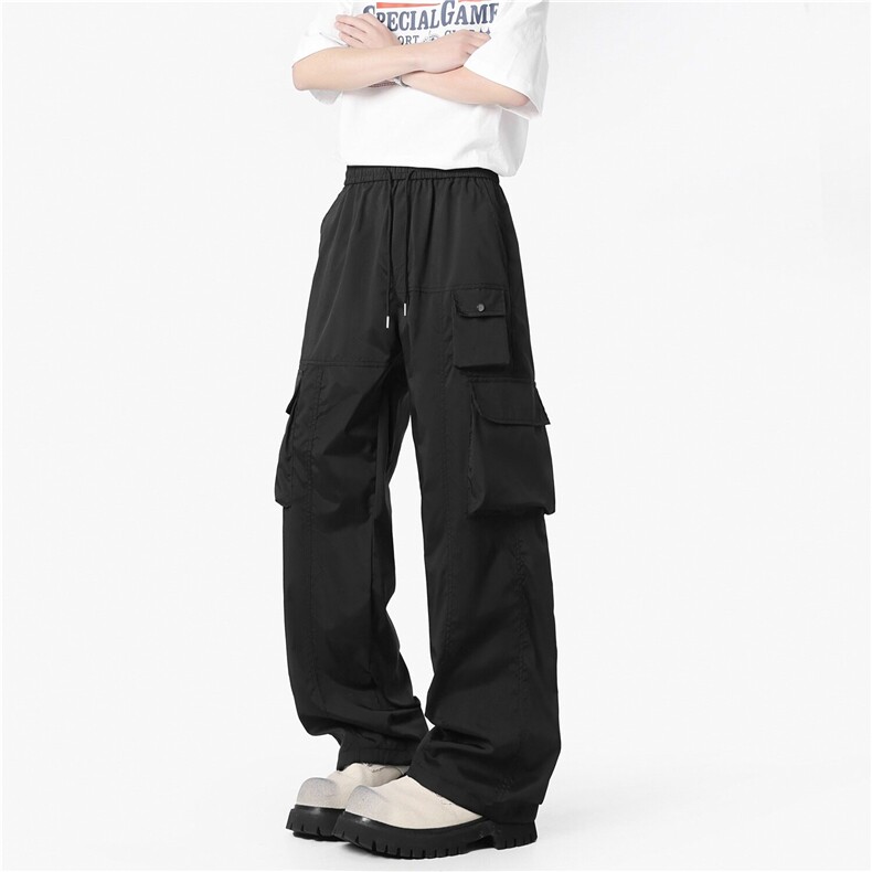 2025日系复古休闲裤男女潮牌高街痞帅宽松直筒多口袋机能工装长裤，男装工装外套，星座813-2