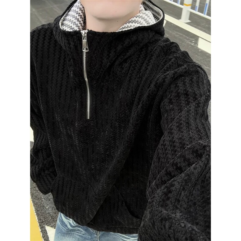 WY10183-特P52加绒特P62雪尼尔撞色连帽卫衣鱼骨纹重磅大码外套,女装短外套,电商A059