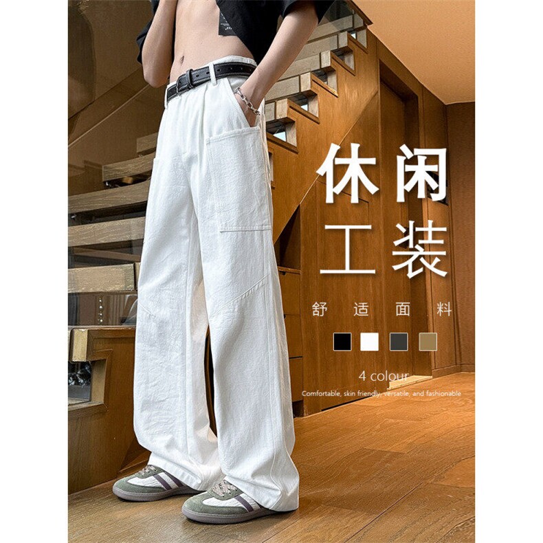 时尚潮牌长裤百搭纯棉工装裤显瘦显高坠感直筒K672特批4888,男装休闲裤,星座718-1