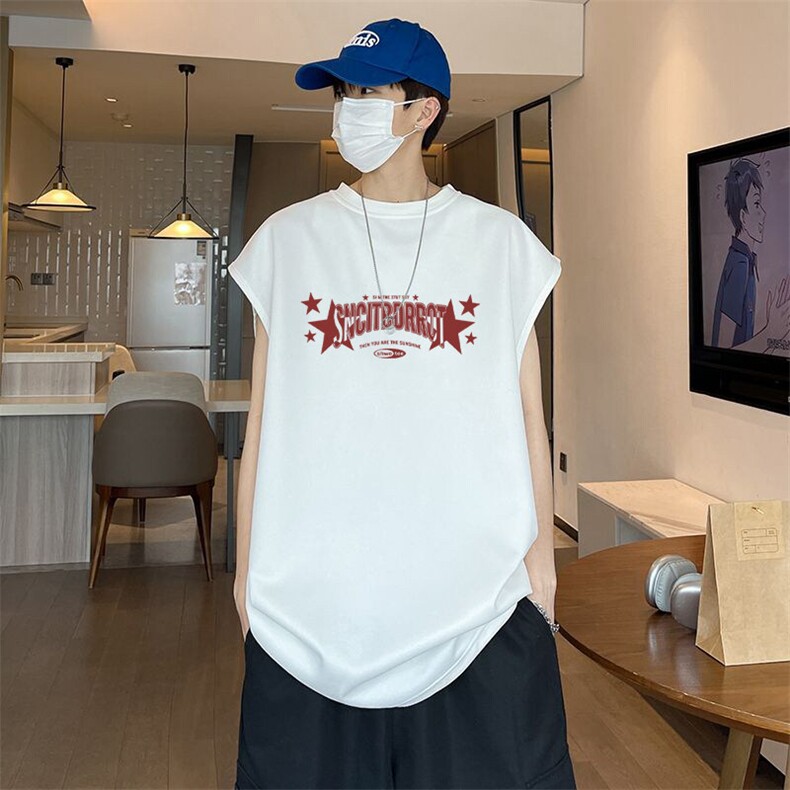 可设48小时发货支持抖音得物来样二开240克重磅美式麂皮绒背心t恤,男装T恤,电商A486-1
