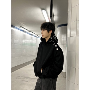 网图现货 美式宽松连帽套头卫衣男W257/P48图片
