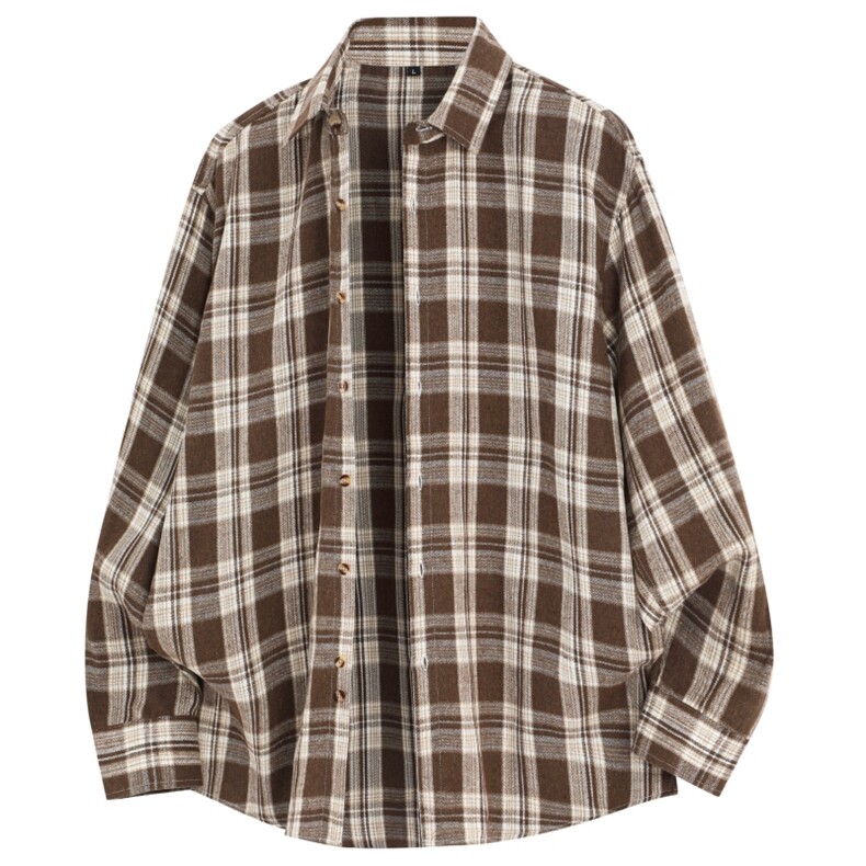 2026春季新款现货（跨境电商）四季款格子衬衫潮流宽松格纹衬衣，男装衬衫，星座1107