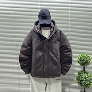 2025新标90白鸭绒短款连帽加厚简约男羽绒服外套图片