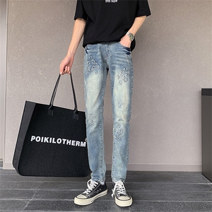 弹力个性十字架潮牌修身小脚裤610A-1-YK9918-P53图片