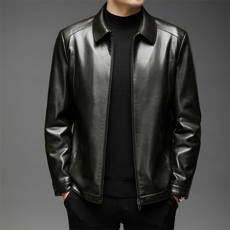 男士皮衣西装外套秋季2023新款高级感男装加绒加厚休闲皮西服夹克,男装皮衣,电商B212（原钱塘6029）