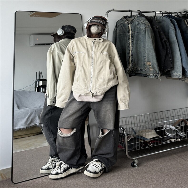 牛仔外套男春季复古日系飞行员夹克高级感痞帅工装衣服JK1109-P78,男装工装外套,星座1103-3