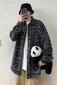 202-7-GC05  2021春秋季新款男士长袖衬衫男复古民族风图片