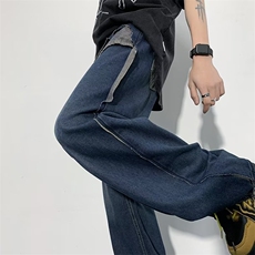 美式vibe裤子高街水洗牛仔裤男设计感小众拉链裤N1466P42，男装牛仔裤，星座1116-2