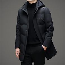 冬季男士白鸭绒羽绒服加绒保暖商务品质脱卸帽中长外套休闲简约男，男装羽绒服，钱塘6003（原4033）