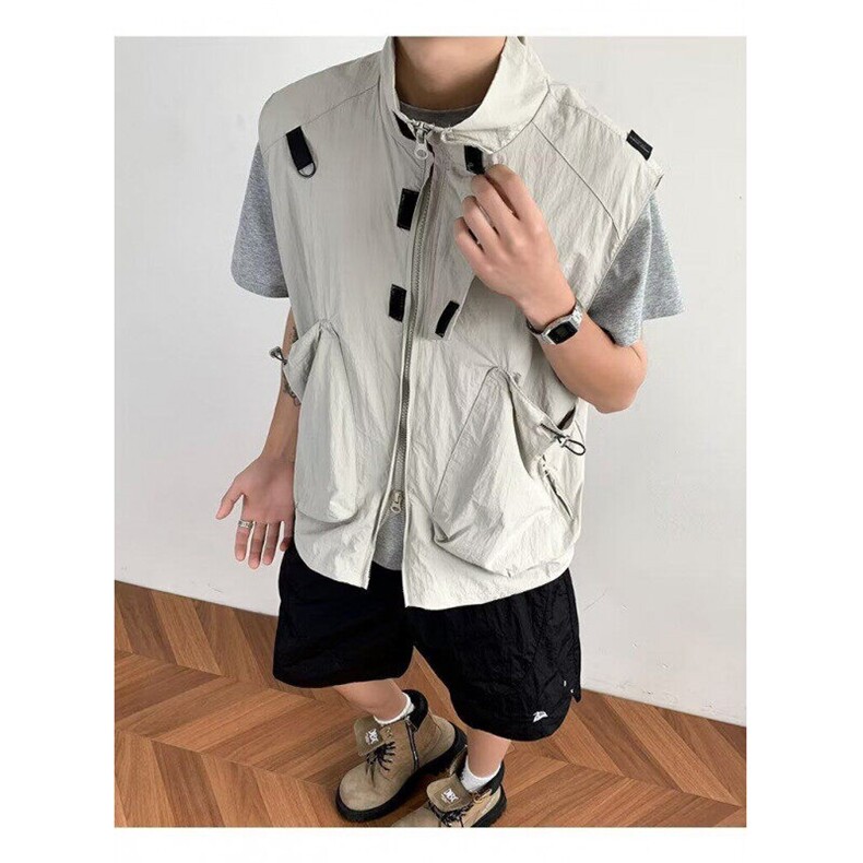 ER0305-P53夏季机能纯色工装马甲男女户外运动休闲叠穿背心外套,男装背心/马甲,电商C233