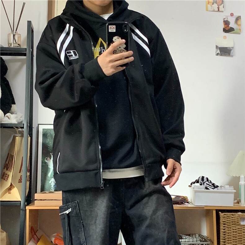 美式潮牌刺绣拉链夹克青春痞帅百搭学院风运动外套男女W6090-P60,男装夹克,星座412-2