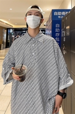 C8075/P35新款夏季冰丝宽松印花五分袖衬衣男大码潮个性衬衫上衣，男装衬衫，电商A141
