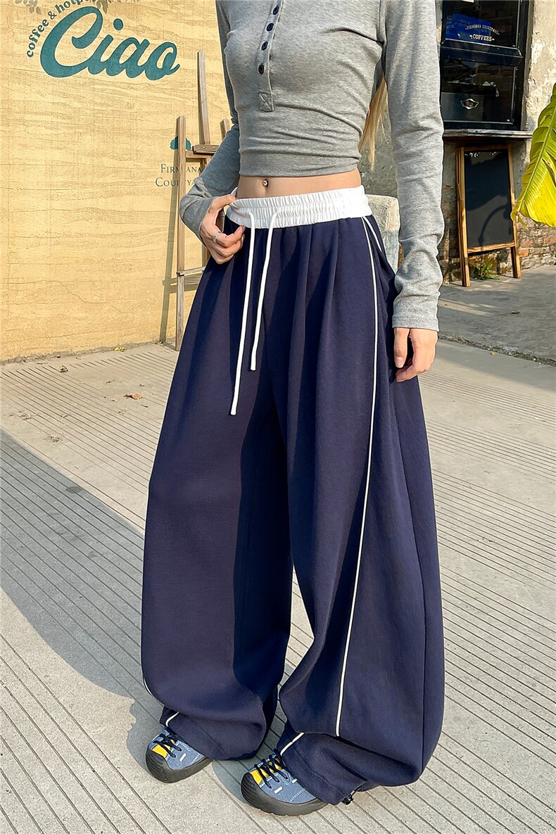 6XL-M蓝色宽松显瘦百搭运动裤男阔腿拖地裤裤子K9186-P45,女装休闲裤,电商D206-1