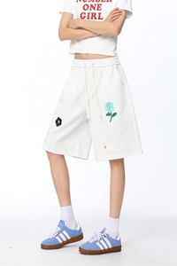 B221 美式ins高街刺绣小花休闲短裤五分裤 LK25544-特P25控58.8图片