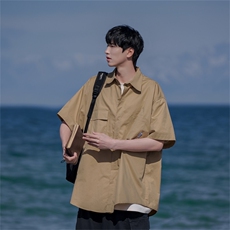 B225-C6089-P58-X75夏装男士短袖衬衫日系复古工装潮流小众少年感，男装T恤，电商B225