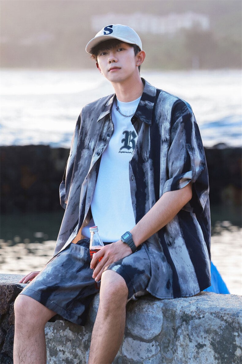 1短衬CS77033特P25DK77055特P18无差价套装TZ77066特P43大码M-5XL,男装休闲套装,星座226-2