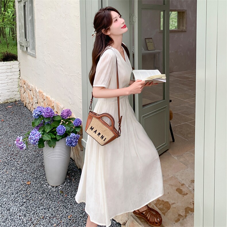 【年中清仓】张阿星【奶油夏天】法式收腰大裙摆气质显瘦款连衣裙，女装连衣裙，小九月