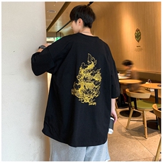 夏季高街龙年斑驳印花短袖T恤大码M~5XLXZ604-DT216-P25控39，男装T恤，星座604