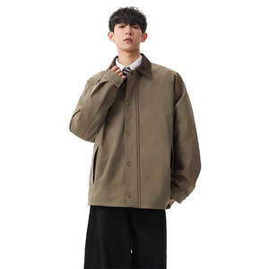 2026春款复古工装撞色翻领夹克宽松休闲外套男 XZ309 JK8608 P80图片
