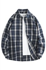 春季新款（跨境电商）格子男女情侣款潮流宽松格纹衬衣，男装衬衫，星座1107-1