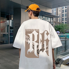T650P26夏季新款港风纯棉短袖T恤ins衣服宽松半袖体恤字母印花，男装T恤，星座304A