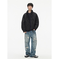2025冬季新款简约纯色菱格立领羽绒服男潮牌百搭保暖羽绒服外套，男装羽绒服，电商A234