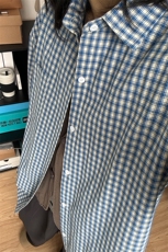 潮流格子衬衫港风情侣装穿搭宽松休闲长袖衬衣CS067-P40，男装衬衫，星座301C-5