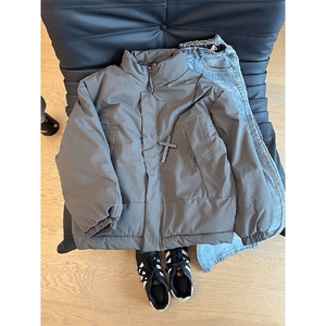 现货美式高街休闲夹克冬季立领纯色三防户外工装加厚棉服外套图片