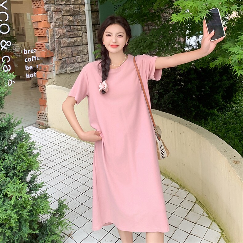蕾丝镂空吊带连衣裙套装女2025夏季新款网红爆款粉色T恤裙两件套,女装套装/套裙,2C272