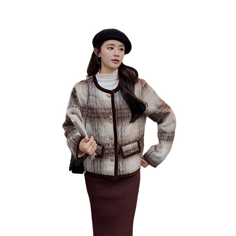 新款现货撞色美拉德短款小香夹棉212A-8817-P125-K188,女装短外套,浙宝212A