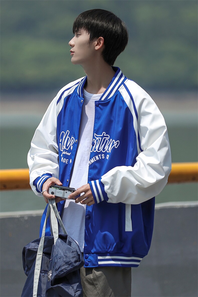 新款男小牛津面料棒球服竖领cityboy风针织外套WT2409-P80控138,男装夹克,星座717