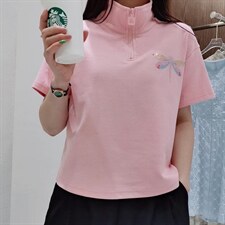 【现货】夏季新款半拉链中领T恤，女装T恤，简搭