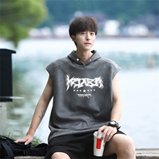 麂皮绒连帽背心坎肩男T恤美式港风JLB3177-P30控48，男装背心/马甲，电商B370