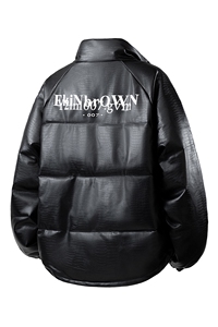鳄鱼纹印花设计大码M-5XL手塞棉夹克PU皮棉服外套男8507P120控158图片