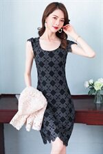 2023年连衣裙格子夏季通勤韩版修身显瘦，女装连衣裙，婵米儿