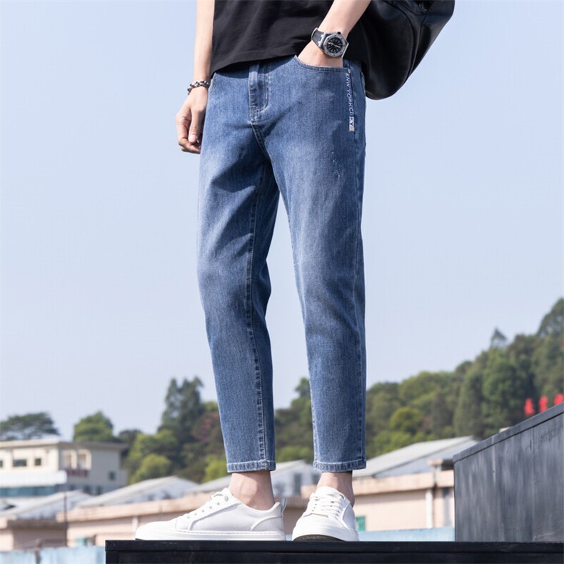 特批P50无差价新款男士工艺修身小脚牛仔裤弹力百搭休闲九分K386,男装牛仔裤,星座1006-1