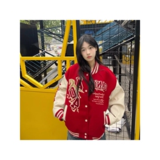1506-1/MH83651/P79红色棒球服女冬季马年毛巾绣情侣夹棉加厚夹克，男装夹克，星座1506-1