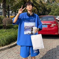 ！版权！2025夏季新款男士华夫格短袖T恤套装一套HTZ108P50，男装T恤，电商B220