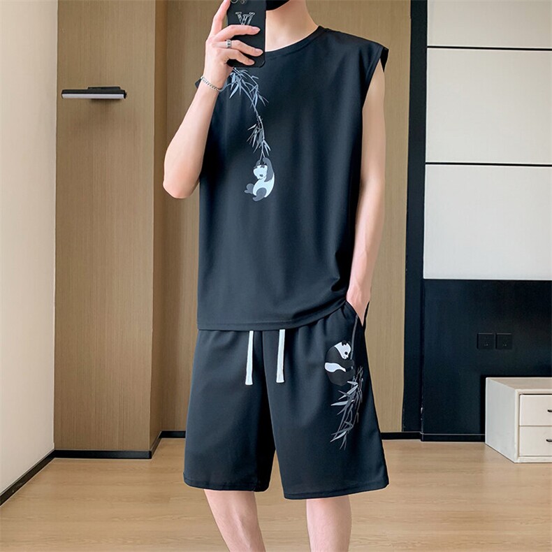 TZ126-P48风印花新款港风青少年男生无袖套装学生背心短裤,男装牛仔裤,星座507A（原星座306B-2）